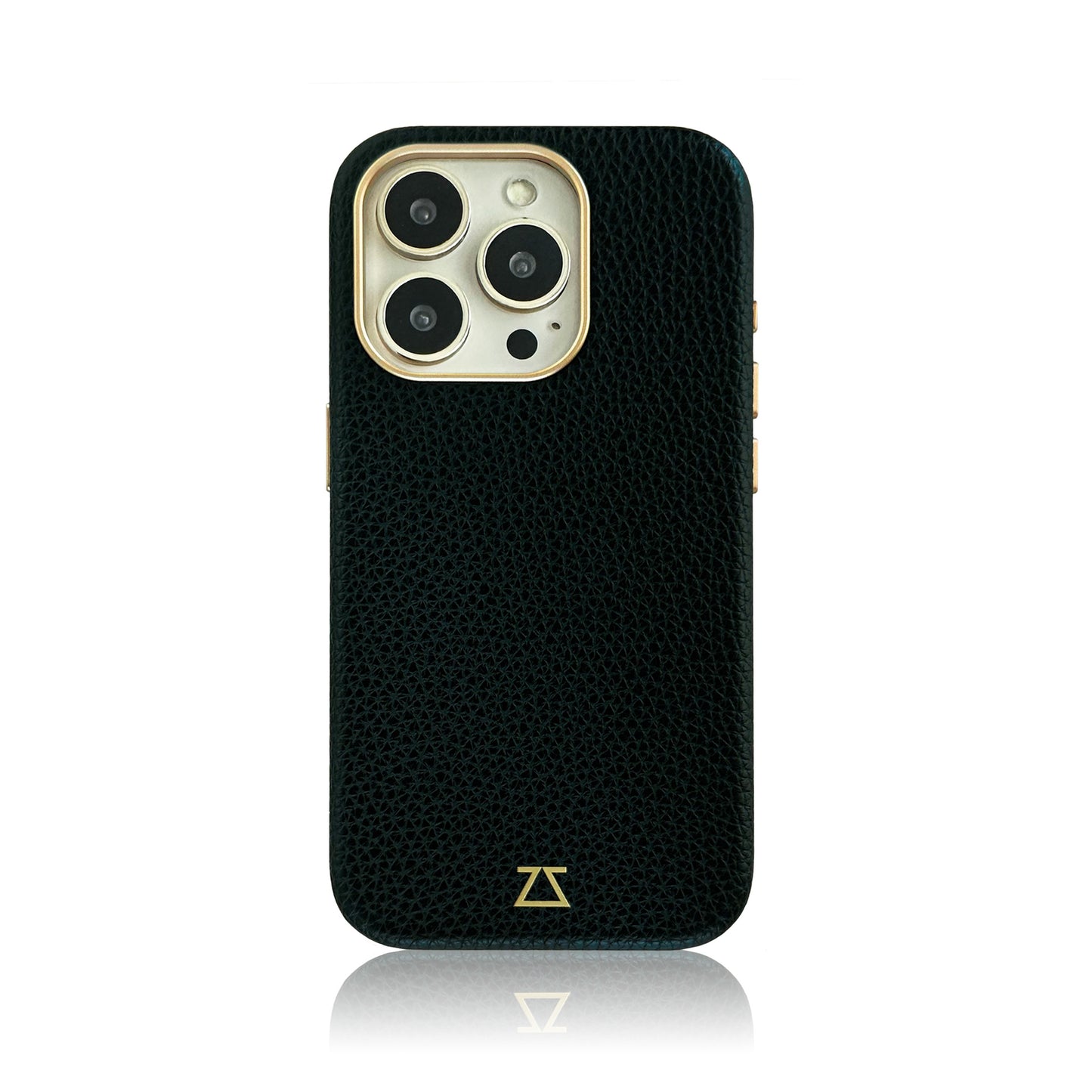 Black Leather Magnetic Case with Gold Detail