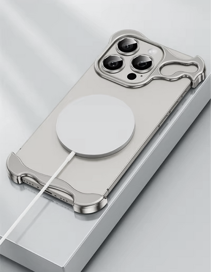 Minimalist Stealth Silver Aluminium Bumper Case with Camera Protector