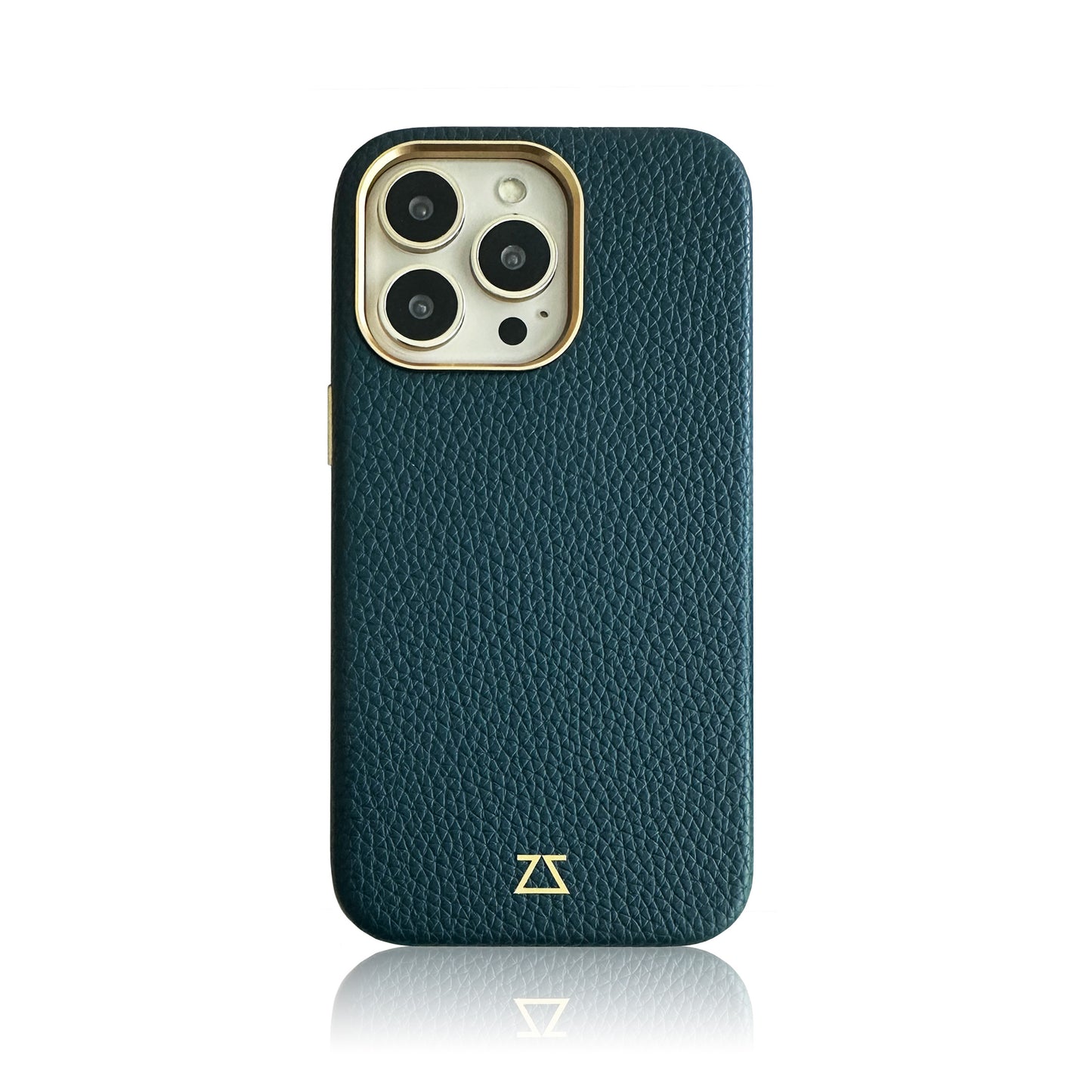 Teal Leather Magnetic Case with Gold Detail