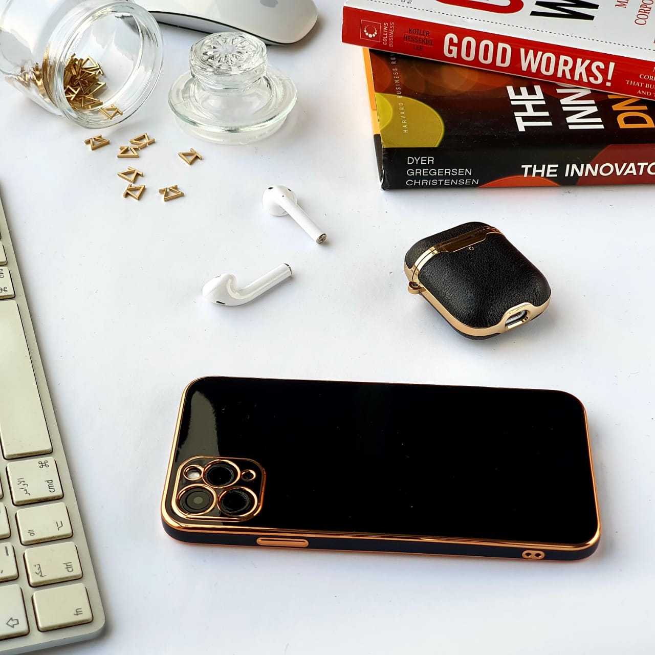 Black Glossy iPhone Case with Gold Detail